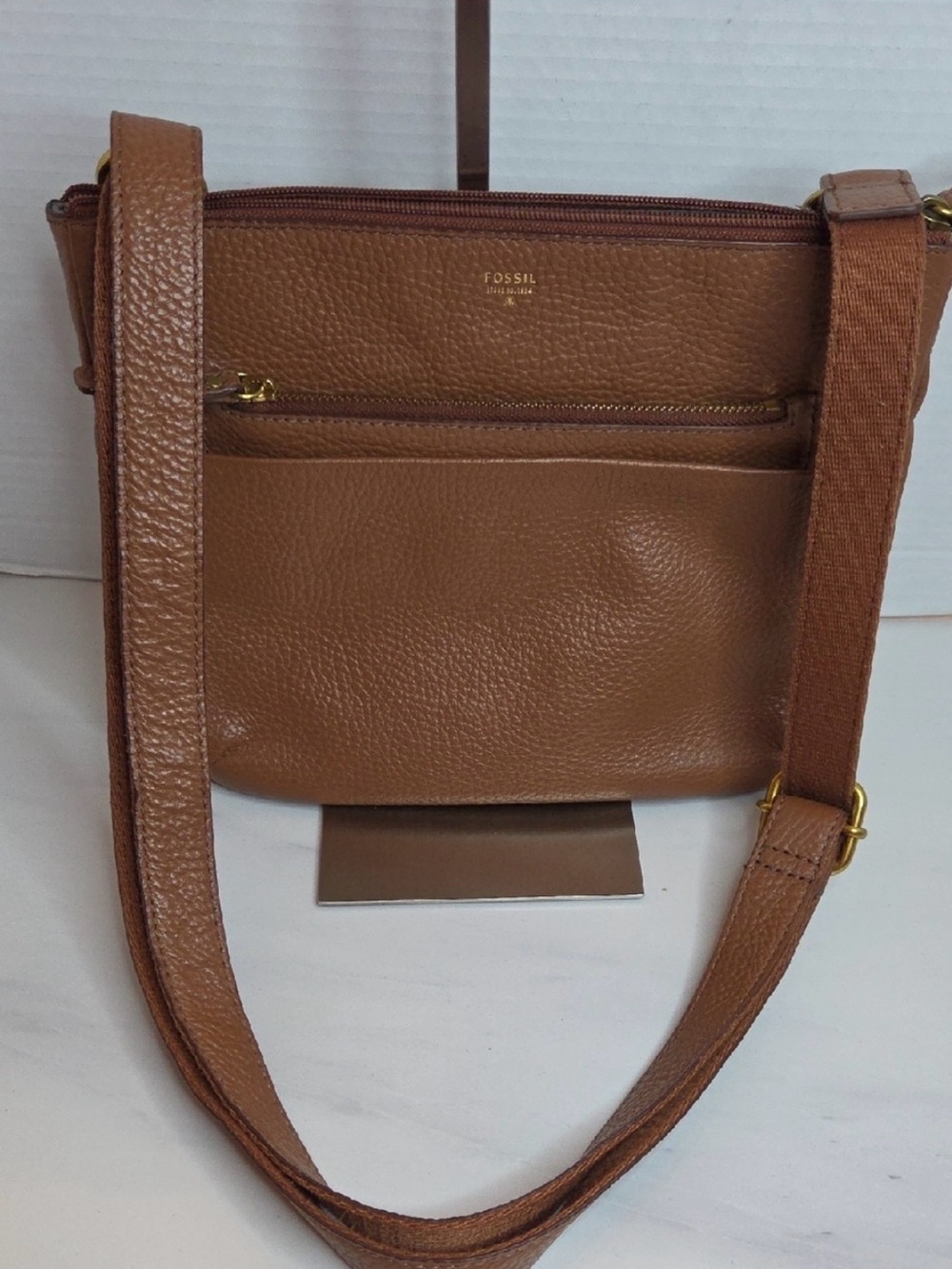 Fossil Brown Leather Flat Bag
